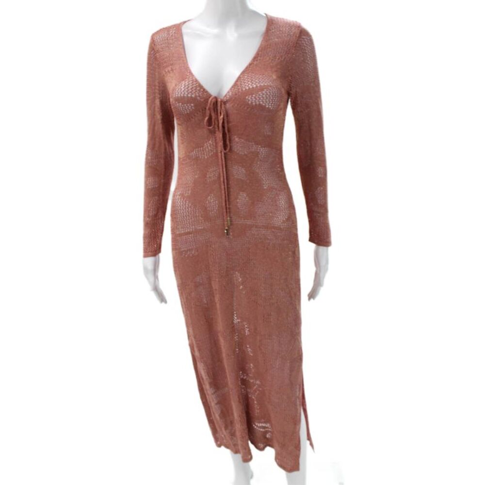 Dolcessa Swimwear Women Geometric Pink Polyester Cover Up Size One Size